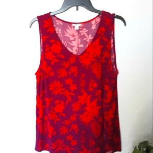 NEW WOMEN'S SLEEVELESS TOP TANK TOP LARGE RED RAYON